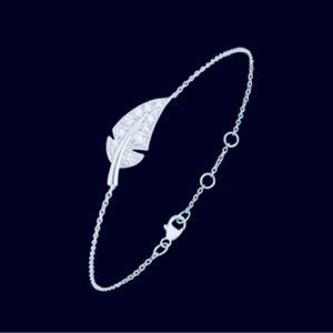 Burma 18K White gold feather bracelet with lab diamonds